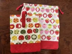 いちごお弁当袋コップ袋ランチマット3点セットハンドメイド入園女の子