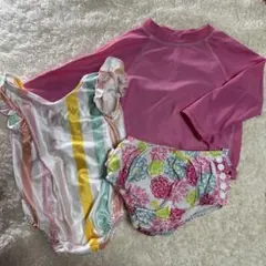 ベビー水着セット 長袖ラッシュガード　フリルパンツ付き