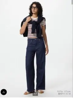 美品＊UNIQLO＊EZYワイドストレートジーンズ＊Mサイズ＊NAVY