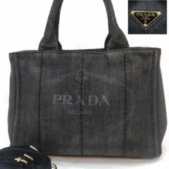 プラダ カナパS ハンドバッグ 2way ショルダー キャンバス 黒