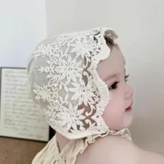 ベビーボンネット レース バブーシュカ セレモニー帽子 新生児