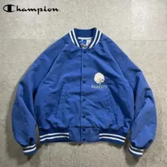90s USA製Championスタジャン ヴィンテージ 青タグL 企業系 古着