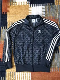 【希少デザイン】adidasジャージ　モノグラム　ファイヤーバードブラック黒XL 新品 adidas 黒3XL モノグラム ファイヤーバードトラック