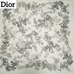 ☆Dior☆ ディオール スカーフ 大判 シフォン 花柄 ホワイト ブラック