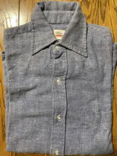 Ships ブルー コットン長袖シャツ　ネルシャツ