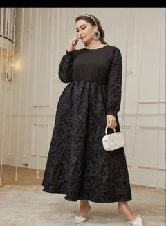 SHEIN ブラックロングワンピース　ＯＸＬサイズ　お呼ばれ　結婚式