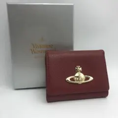 ヴィヴィアンウエストウッド　がま口　三つ折り財布　ウォレット　デコボコ金レッド