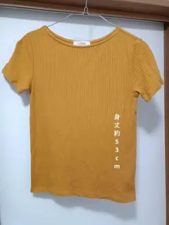 しまむらCLOSSHIクロッシーリブ編み マスタード 半袖TシャツM
