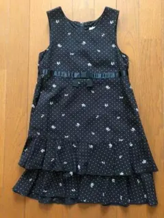 Fille et Toit☆ドット・花柄 ワンピース  ブラック 125cm