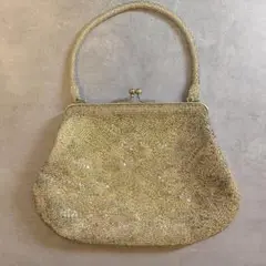 ゴールド　ビーズバッグ　レトロ