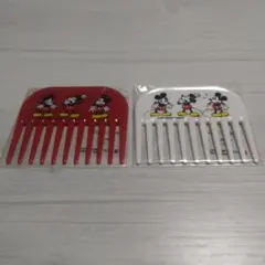 ミッキーマウス ヘアコームセット 赤 白　昭和レトロ　レア