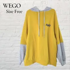 WEGO ウィゴー グラフィック ロゴ Tシャツ ドッキング パーカー イエロー