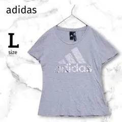【adidas】半袖Tシャツ 半袖 ロゴ プリント ライトグレー