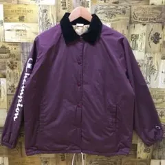 チャンピオン　コーチジャケット　中綿　紫　ナイロン　キルティング　コーデュロイ