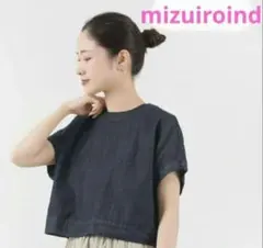 mizuiroindミズイロインド　クルーネックデニムプルオーバー