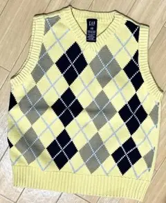 GAP イエロー　アーガイルベスト L/G (10)