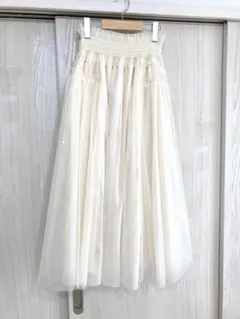 JENNE リッチボリュームオーガンジースカート アイボリー S 完売