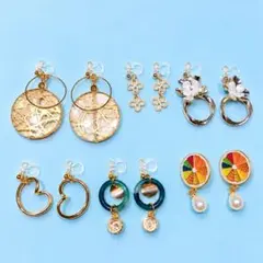 ハンドメイド ノンホールピアス 6ペアセット