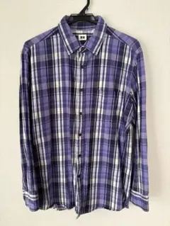 【UNIQLO】ユニクロ フランネルチェックシャツ ネルシャツ L パープル