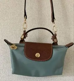 新品 ロンシャン ル プリアージュ ミニXS 2WAY ショルダー ネイビー×茶