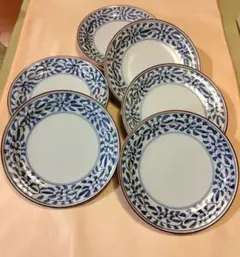青い葉模様 食器セット 6枚