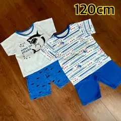 キッズ パジャマ 120cm 2点セット サメ 新幹線のサムネイル
