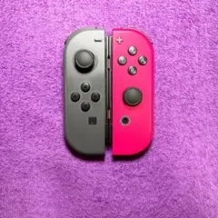 ジョイコンJoy-Con純正 グレー ネオンピンク 左右セット m9-G【美品】
