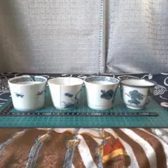 古伊万里染付 蕎麦猪口 そばちょこ 5客セット 骨董 古民家食器 湯呑