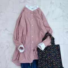 美品 ポロ ラルフローレン 現行タグ ピンクストライプ 長袖シャツ 花柄