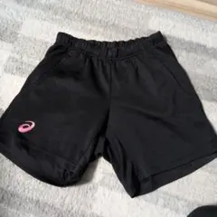 asics 黒 ショートパンツ ウエストゴム