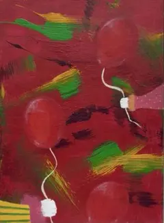 原画・一点物】抽象画 F4号 現代アート インテリア カラフル レッド