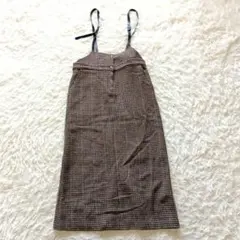 Mia ミア　チェック柄サスペンダースカート 38 ウール　韓国製