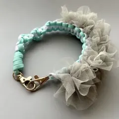 パラコードスマホストラップ　グレーチュール　ミントグリーン&パールホワイト