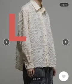 【Casper John】バリアスルーズシャツ シアーフリンジ／アイボリー／L