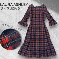 ローラアシュレイ タータンチェック ワンピース フリル マーメイド M