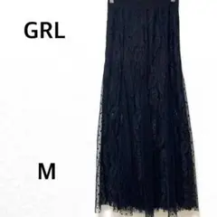 グレイル レーススカート フレア　ロング　ウエストゴム　花柄　ドット　ブラック