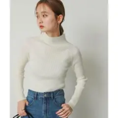 SENSE OF PLACEストレッチリブハイネックセーター アイボリー