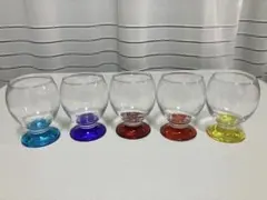 カラフルな脚付きグラス 5個セット