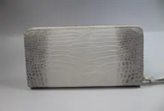 クロコダイル 財布 長財布 本物 ヒマラヤ 内側もヒマラヤ ラウンドゴールド金具