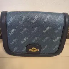 COACHコーチショルダーバックホースアンドキャリッジドットプリントブルー