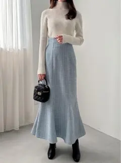 ラメチェックツイードマーメイドスカート[dk1080]