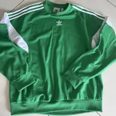 adidas 3ストライプ グリーン スウェット M