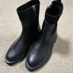 green label relaxingブラックレザー サイドゴアブーツ