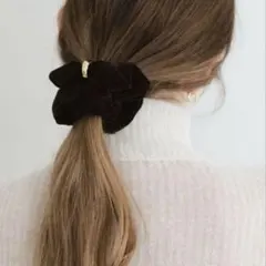 LETICIA レチシア リボン ベルベットシュシュ ブラウン【美品】 - メルカリ