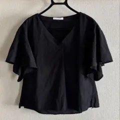 W CLOSET 半袖 Vネック ブラウス ブラックのサムネイル