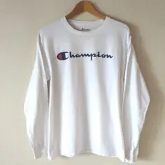 Champion チャンピオン ロンT 長袖 Tシャツ ホワイト デカロゴ M