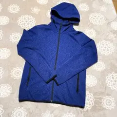 幾何学模様の青いフード付きパーカー L -UNIQLO美品