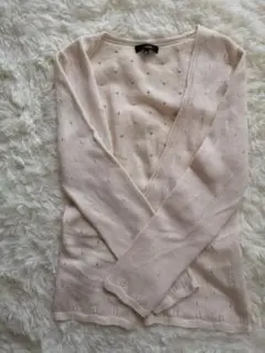 セブンアイディコンセプト　アンゴラ混　透かし模様　カーディガン