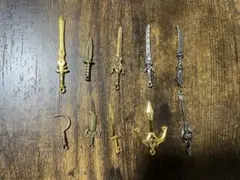 武器チャーム ミニチュア 10点セット 金属製 剣 刀 斧 5cm DIY 小物