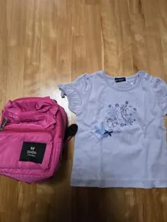 BeBeリュックサック&薄い紫色のフリル袖Tシャツセット　90cm